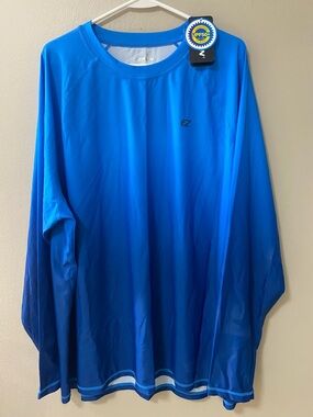 Ezrun mens 3xl performance shirt blue long sleeve upf 50+ gorpcore fitness nwt